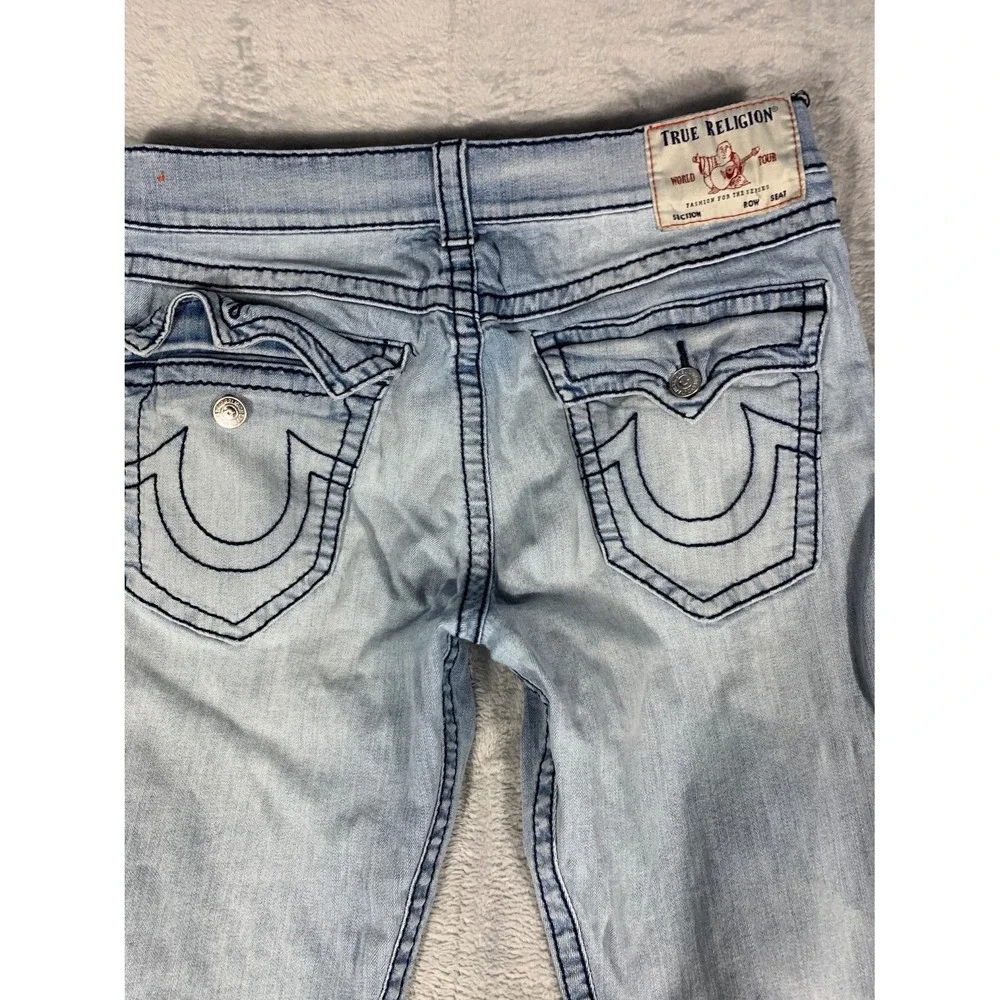 True Religion Ricky Relaxed Straight Jeans Men's 36 Blue Cotton Blend Used